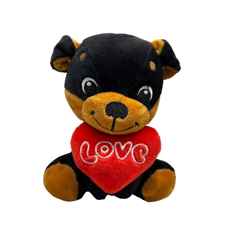 Peluche Perro Sentado Love Corazón Rottweiler