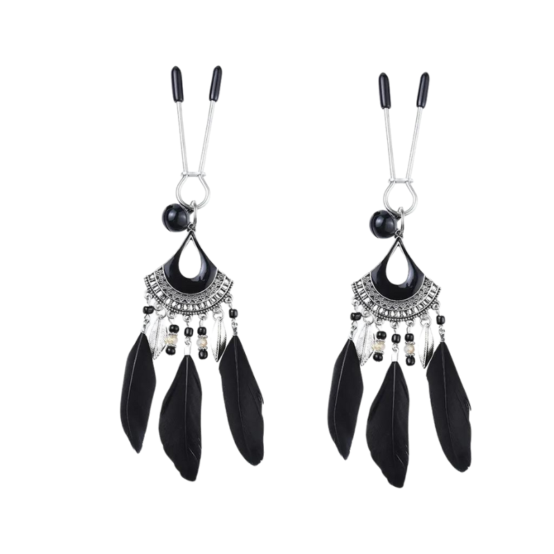 Pinzas Pezones Plumas Negras 100955