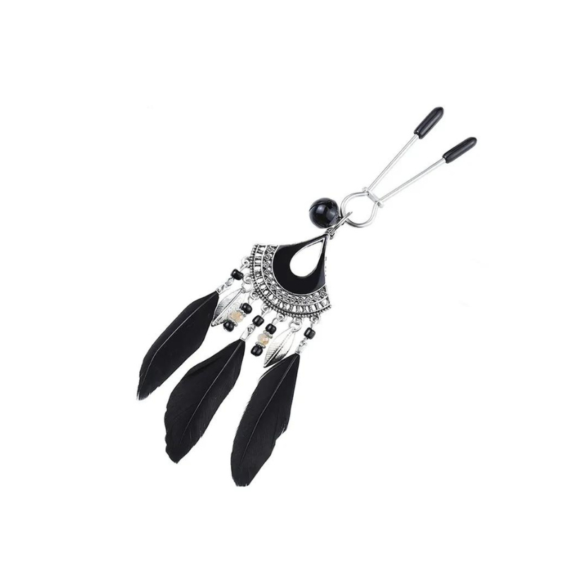 Pinzas Pezones Plumas Negras 100955