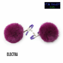 Pinzas Pezones Pompones Morados De Troula