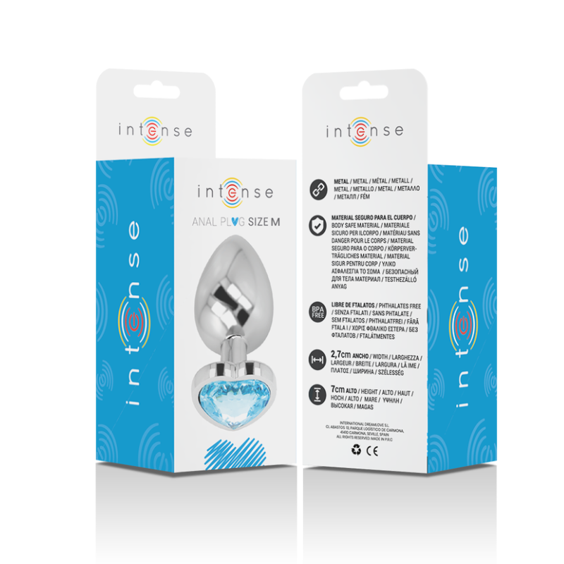 Plug Anal Metal Corazón Celeste Talla M