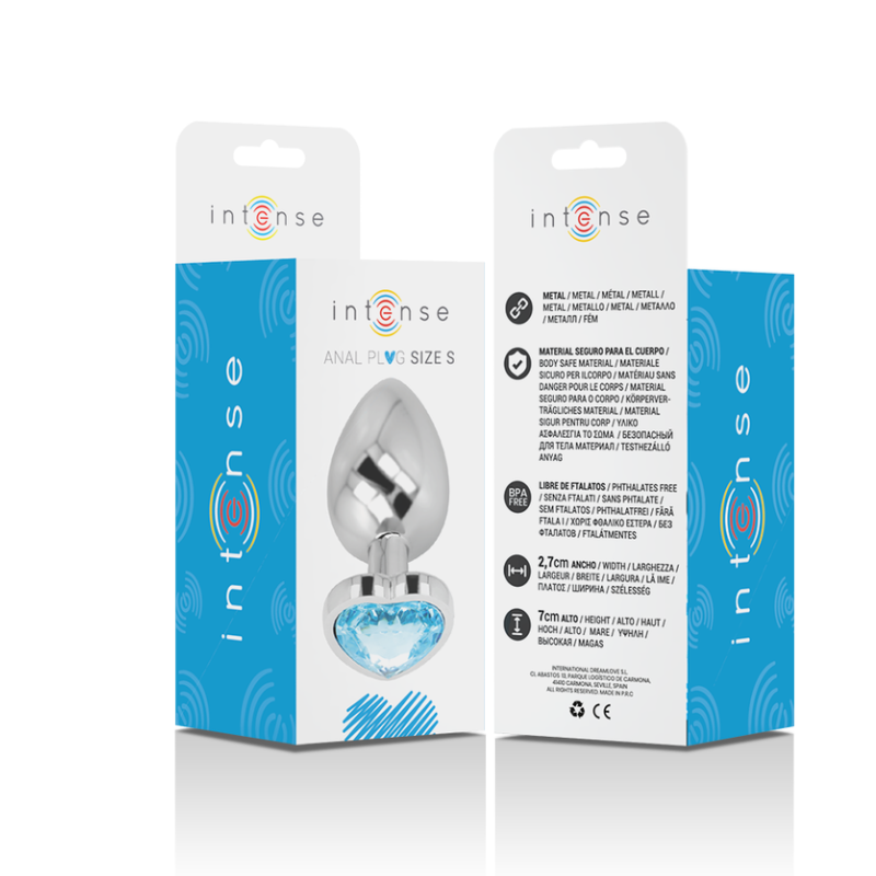 Plug Anal Metal Corazón Celeste Talla S