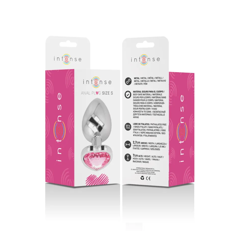 Plug Anal Metal Corazón Rosa Talla S