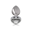 Plug Anal Metal Corazón Transparente Talla L
