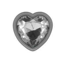 Plug Anal Metal Corazón Transparente Talla L
