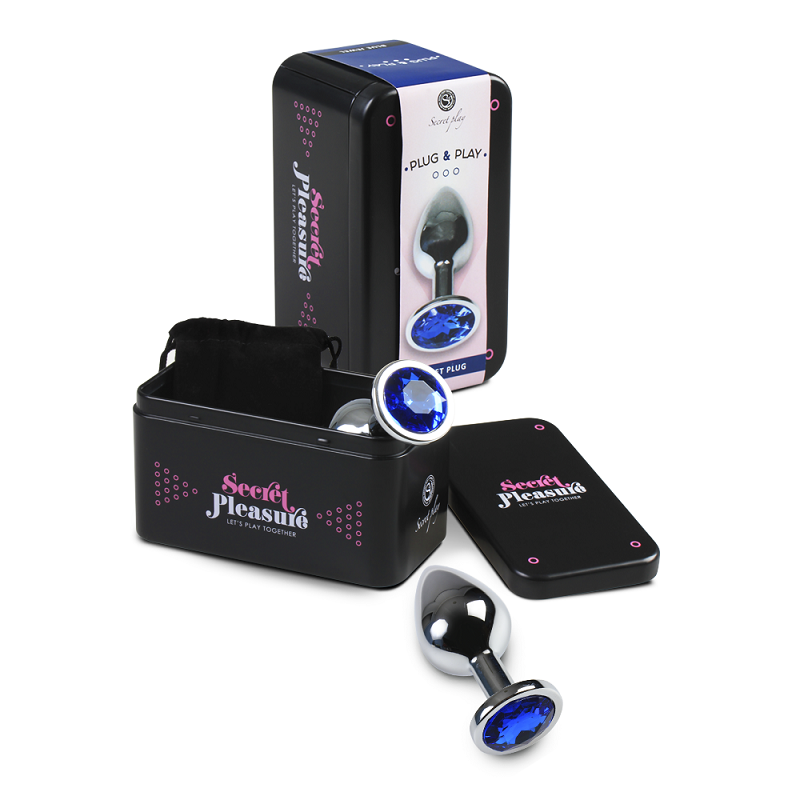 Plug Anal Metal Strass Azul Caja Talla M