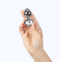 Plug Anal Metal Strass Corazón Transparente Caja Talla S