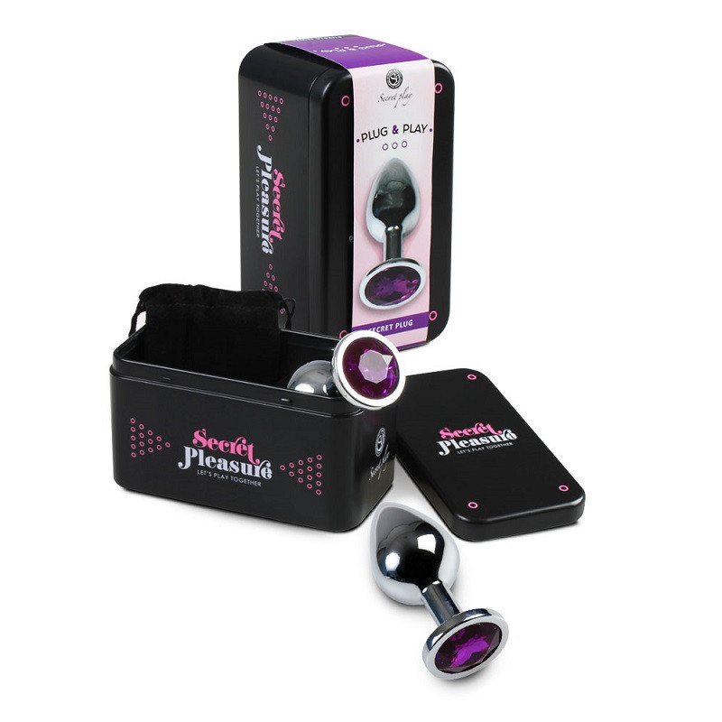 Plug Anal Metal Strass Morado Caja Talla S