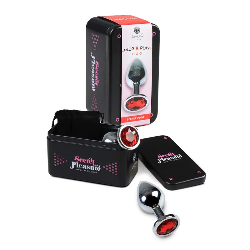 Plug Anal Metal Strass Rojo Caja Talla M