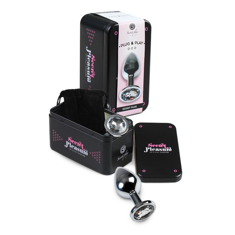 Plug Anal Metal Strass Transparente Caja Talla L