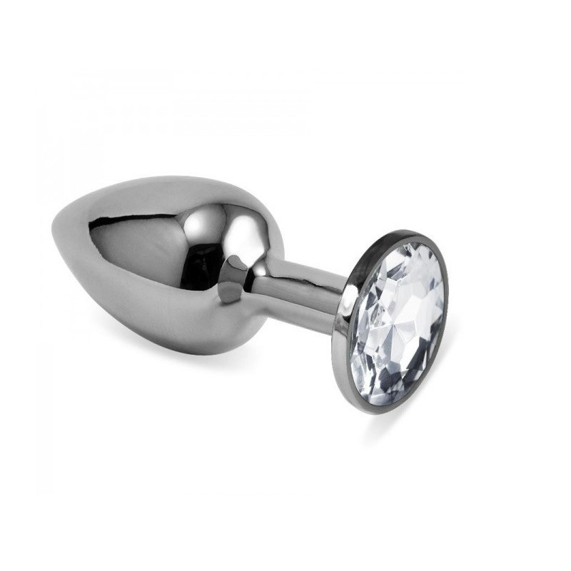 Plug Anal Metal Strass Transparente Talla L