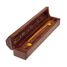 Porta Incienso Cajita Madera Secret Compartment