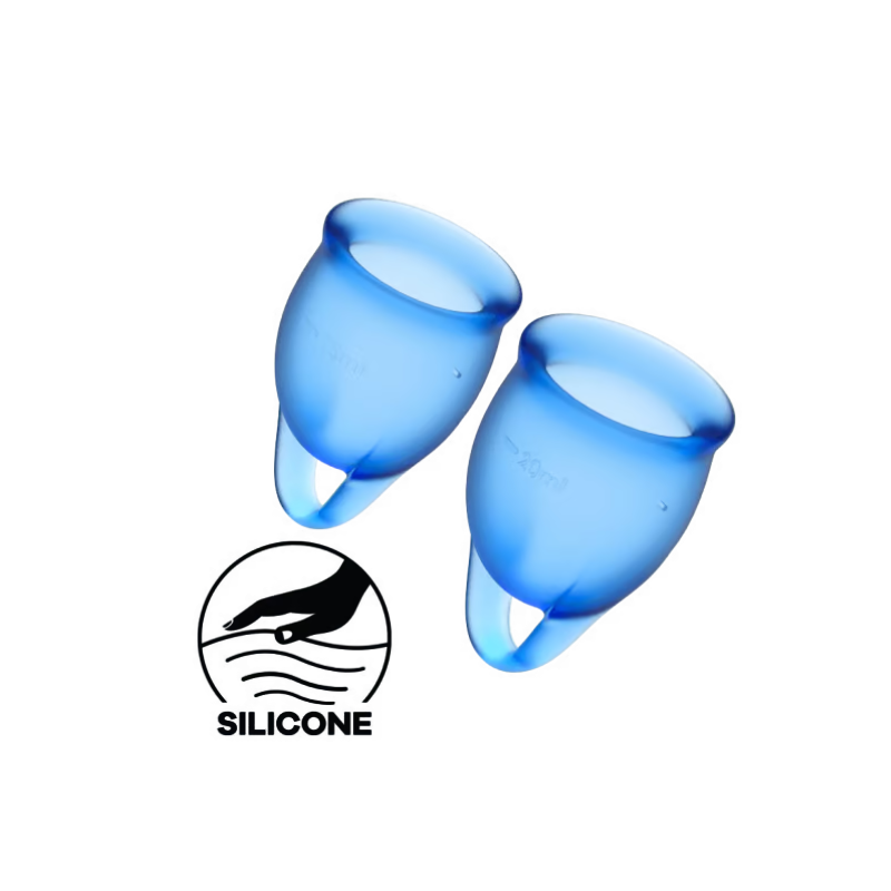 Set 2 Copas Menstruales Satisfyer Feel Confident Azul