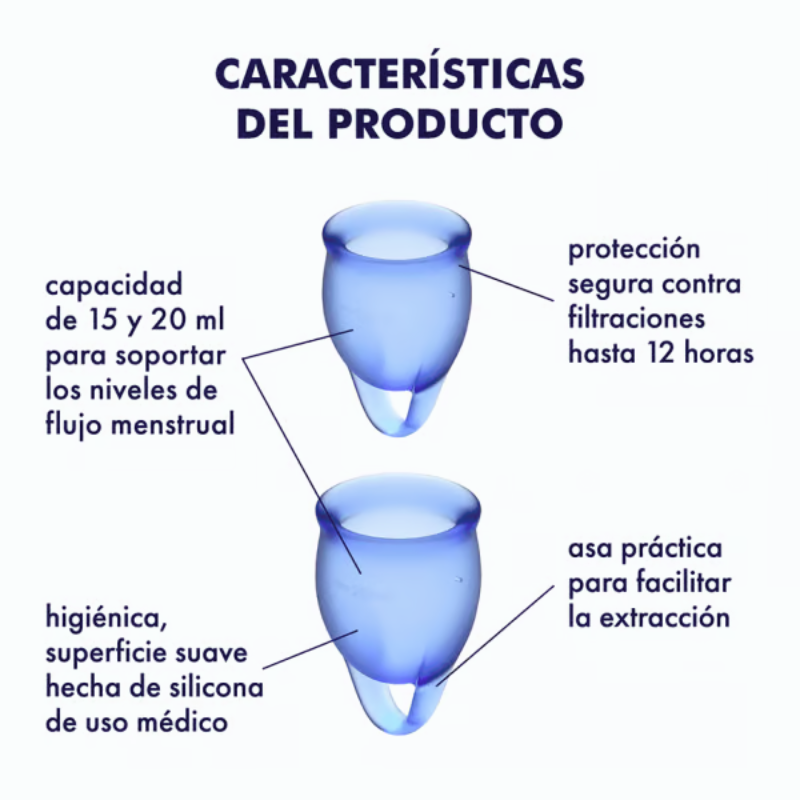 Set 2 Copas Menstruales Satisfyer Feel Confident Azul