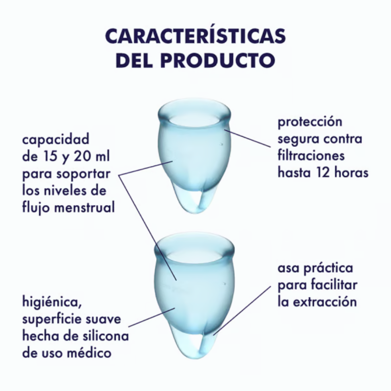 Set 2 Copas Menstruales Satisfyer Feel Confident Turquesa