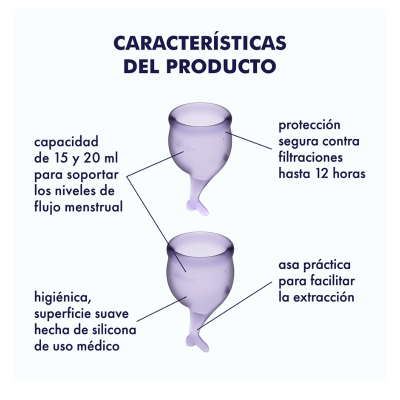 Set 2 Copas Menstruales Satisfyer Feel Secure Lila