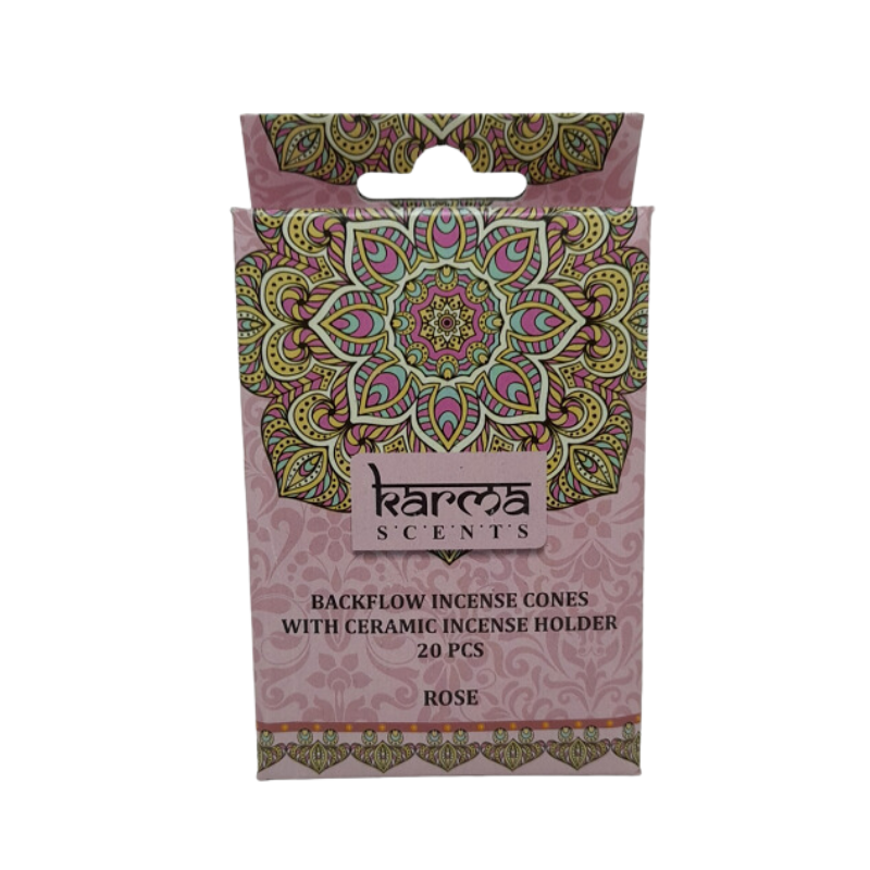 Set 20 Conos Incienso Reflujo + Soporte Cerámica Rosa