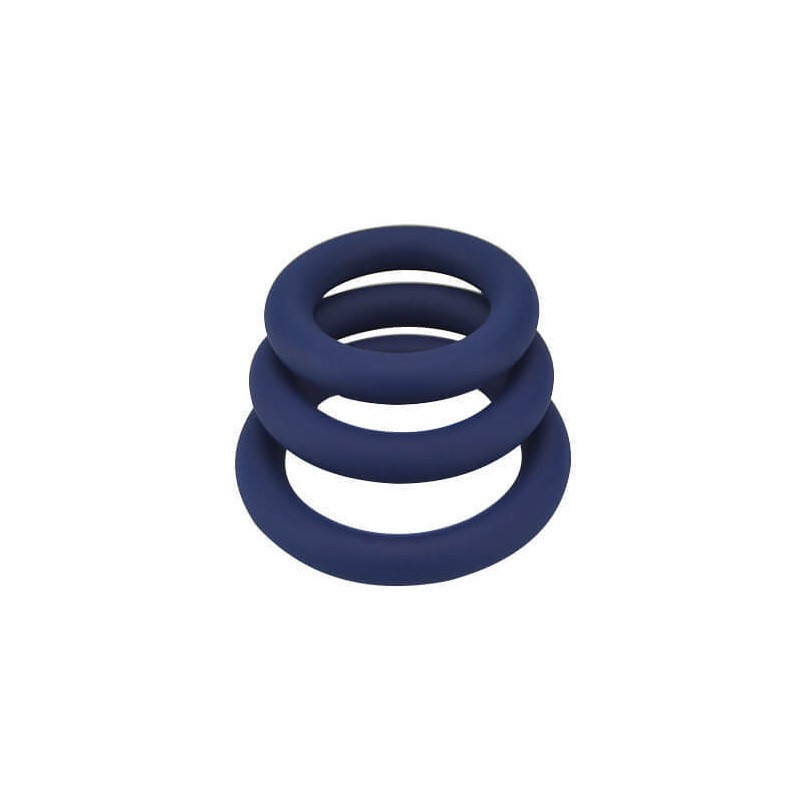 Set 3 Anillos Loving Joy Thick Silicone Cock Rings Azul