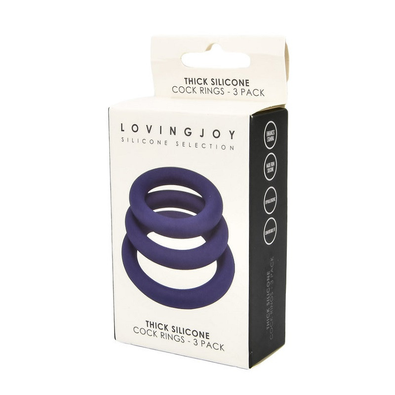 Set 3 Anillos Loving Joy Thick Silicone Cock Rings Azul