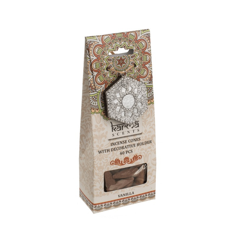 Set 40 Conos De Incienso Y Soporte Decorativo Karma Vainilla