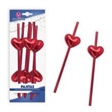Set 6 Pajitas Corazón Rojo
