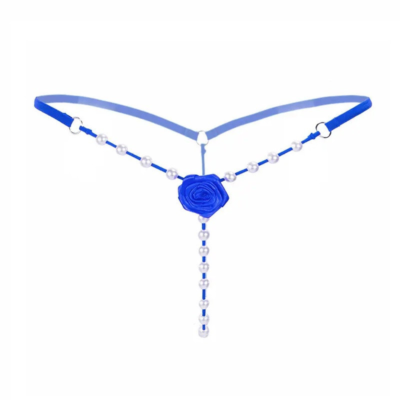 Tanga Flor Con Perlas 2143 Azul