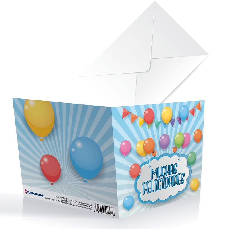 Tarjeta Muchas Felicidades Globos