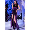 Vestido Largo Chilirose CR-4302 Violeta Con Capucha Y Braguita