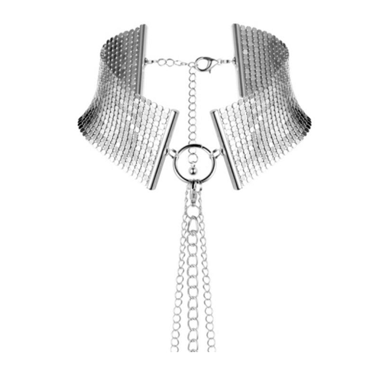 Accesorio Bijoux Cadenas Collar Metálico Plateado