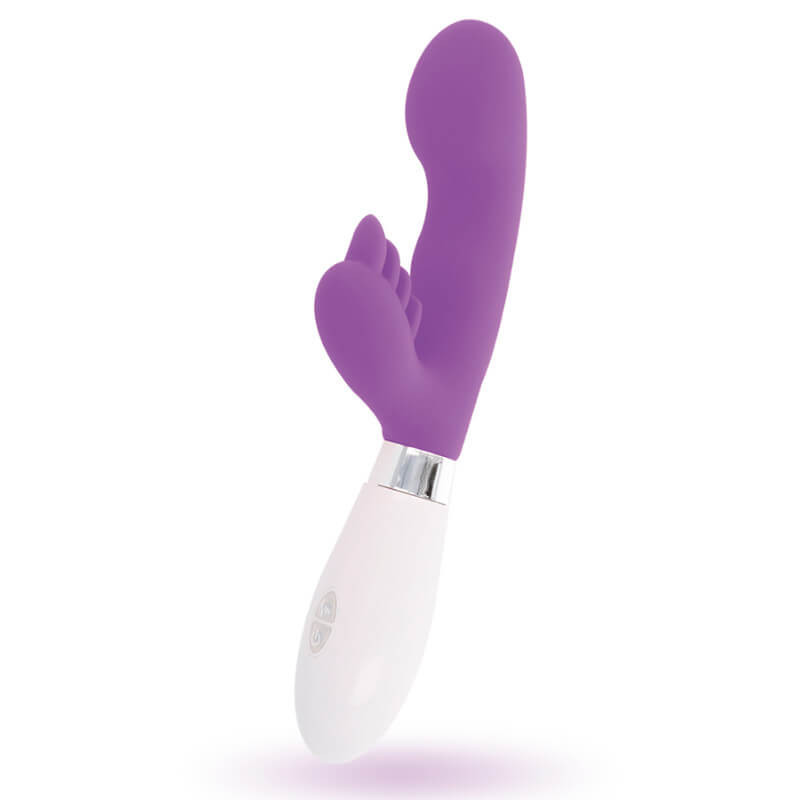 Vibrador Doble Estimulación De Pilas Glossy Rabbit Elvis Lila