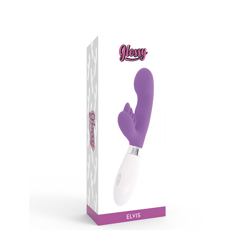 Vibrador Doble Estimulación De Pilas Glossy Rabbit Elvis Lila