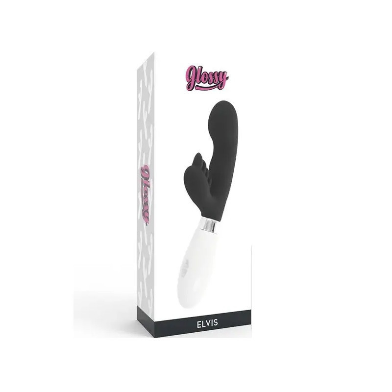 Vibrador Doble Estimulación De Pilas Glossy Rabbit Elvis Negro