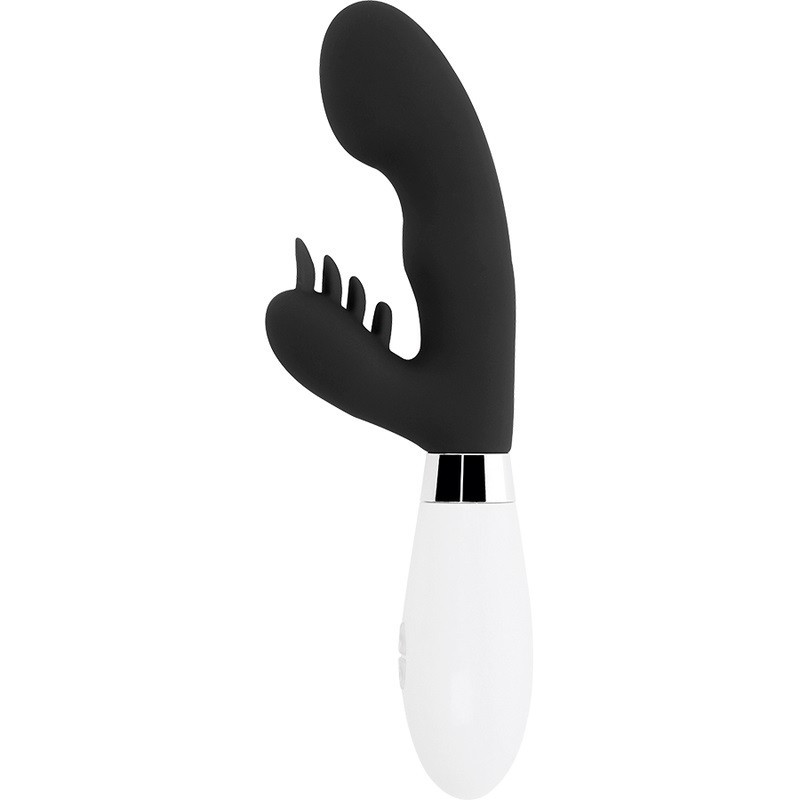 Vibrador Doble Estimulación De Pilas Glossy Rabbit Elvis Negro