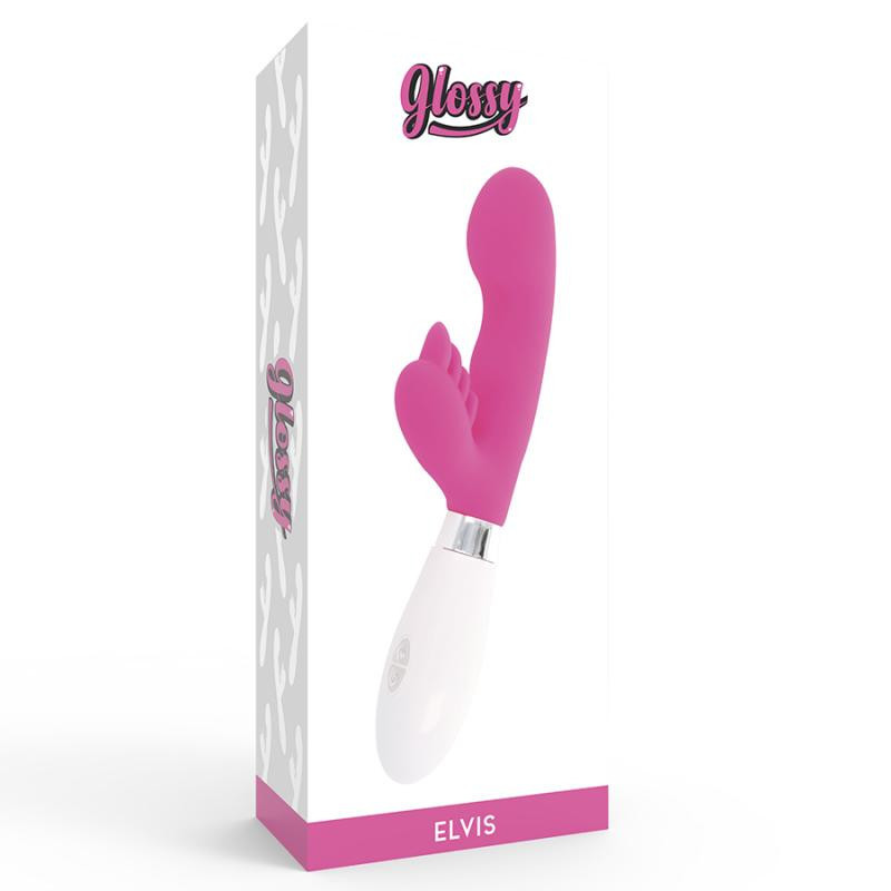 Vibrador Doble Estimulación De Pilas Glossy Rabbit Elvis Rosa