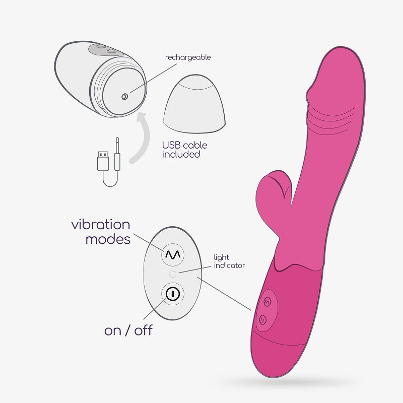 Vibrador Doble Estimulación Recargable Crushious Blossoms + Lubricante