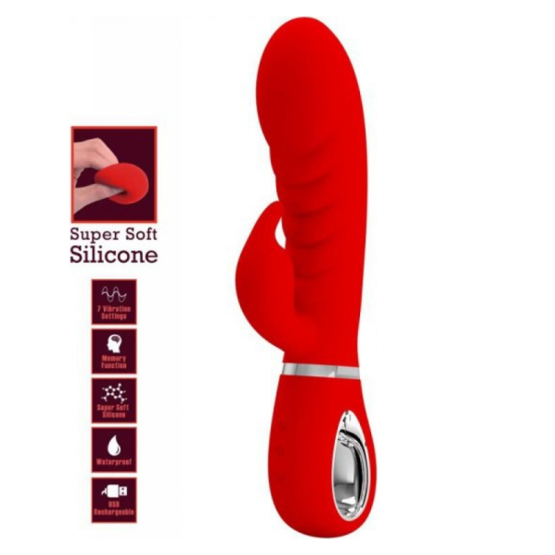 Vibrador Doble Estimulación Recargable Super Soft Silicone Prescott Pretty Love