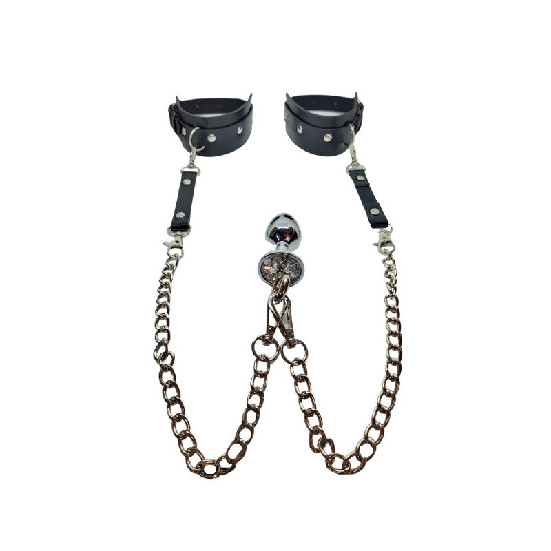 Anal Plug Metal Con Esposas Y Cadenas