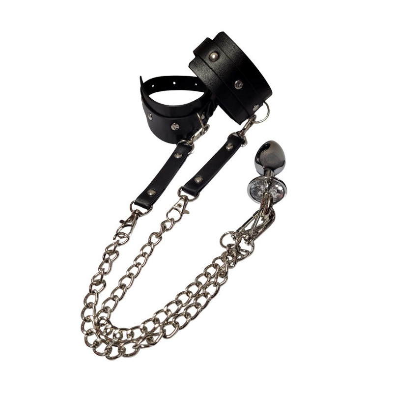Anal Plug Metal Con Esposas Y Cadenas