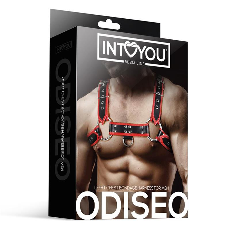 Arnés Ajustable Masculino BDSM Line Odiseo Negro y Rojo