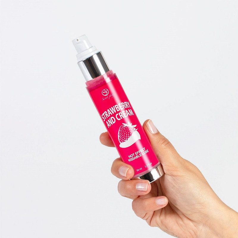Aceite y Lubricante con sabor a Fresas Con Nata y Efecto Calor 50 ml