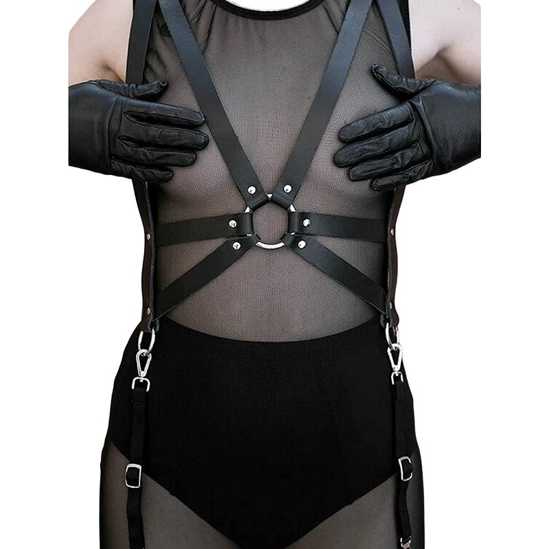 Arnés BDSM Polipiel Para Torso Con Ligueros