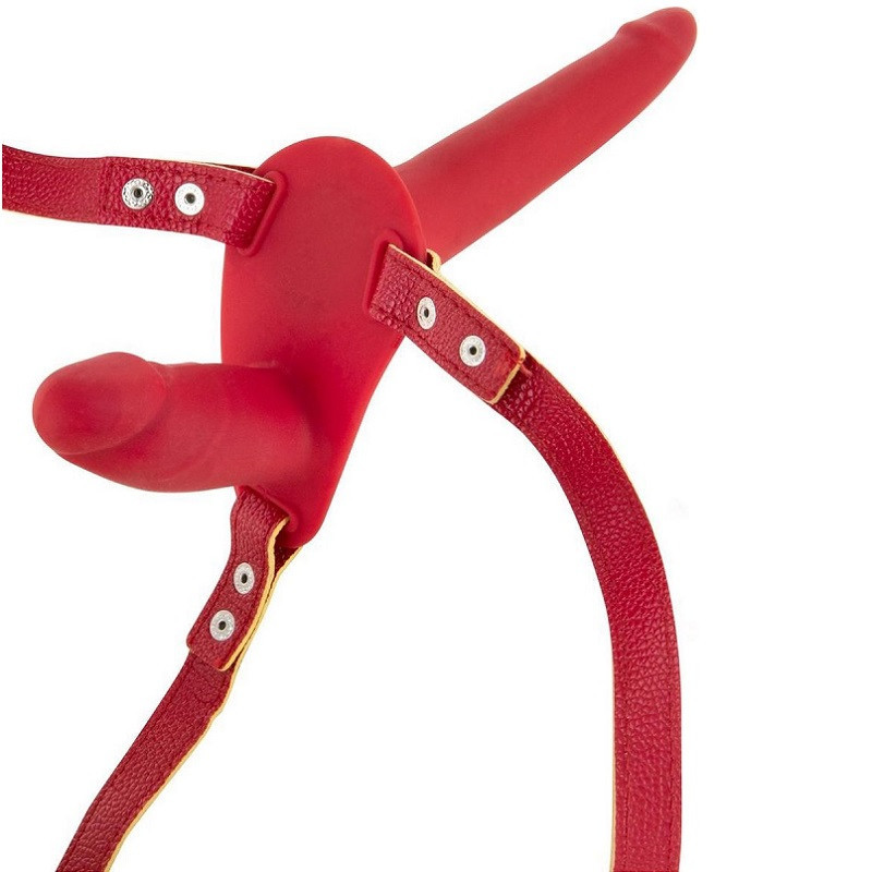 Arnés Femenino Doble Silicona Fetish Tentation Rojo
