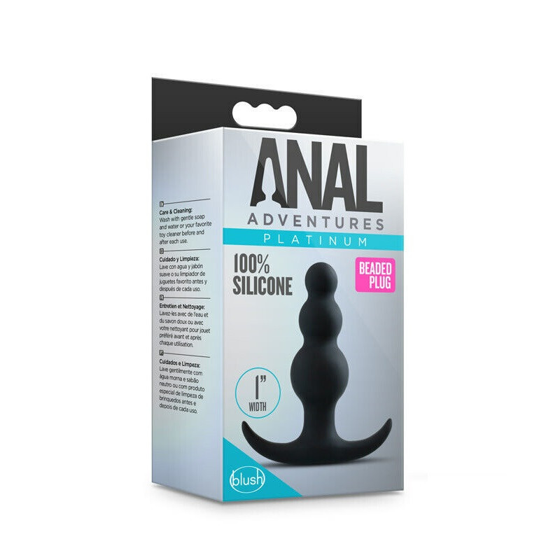 Anal Plug Adventures Beaded Platinum Silicone