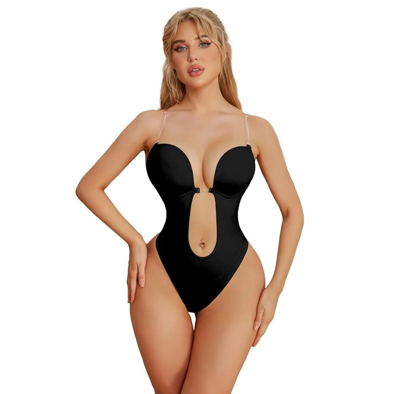 Body Tanga Negro Tiras Transparentes Body Tanga Negro Tiras Transparentes