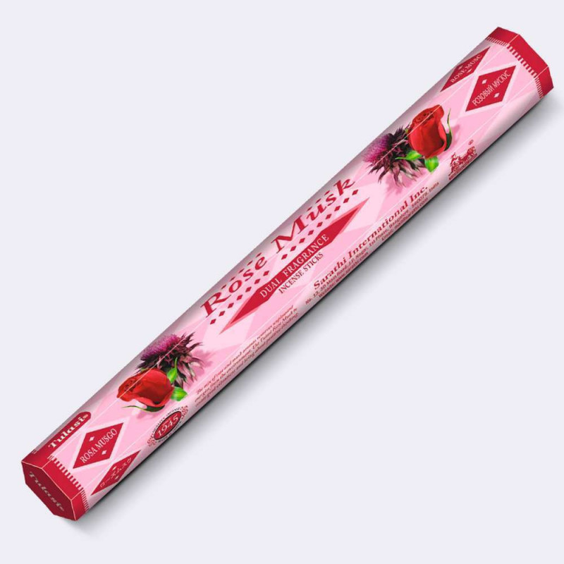 CAJA 20 VARILLAS INCIENSO TULASI DUAL ROSA Y ALMIZCLE CAJA 20 VARILLAS INCIENSO TULASI DUAL ROSA Y ALMIZCLE