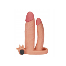 Funda Vibradora con Extensión Para Doble Penetración Pleasure x-Tender