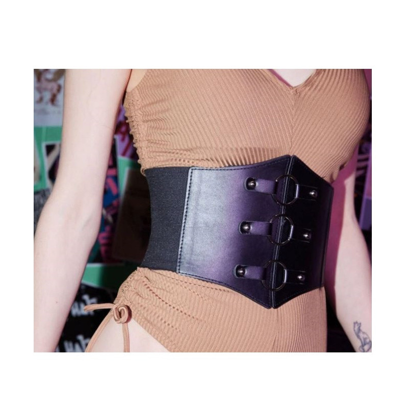 Cinturón Corset Elástico Negro 3 Aros