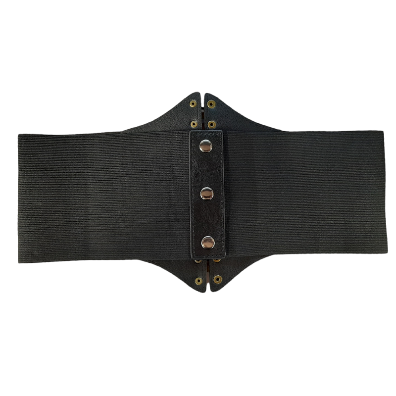 Cinturón Corset Elástico Negro Cierres Bronce