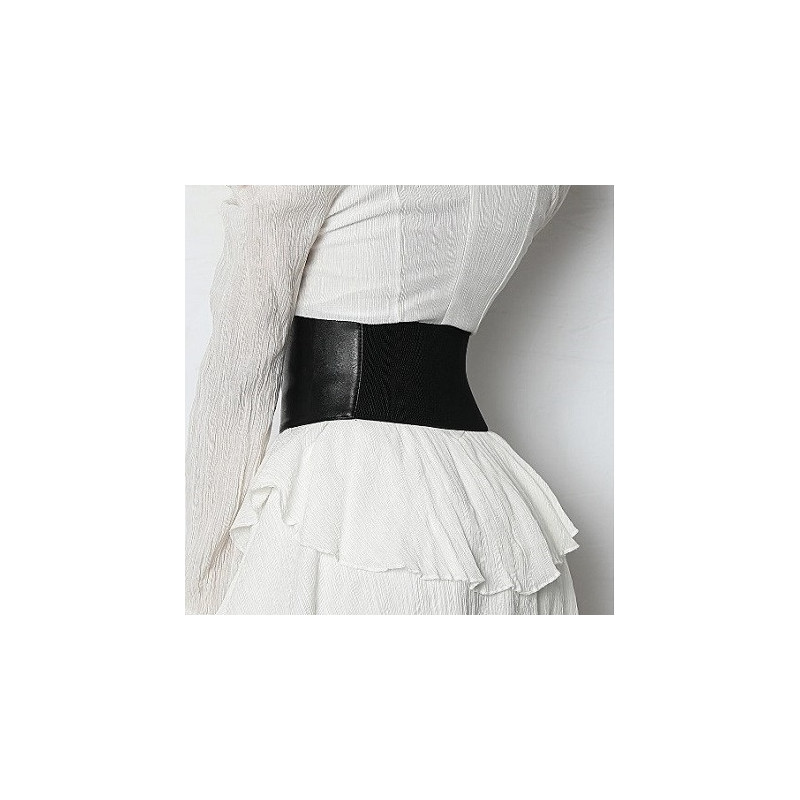 Cinturón Corset Elástico Negro Polipiel Suave