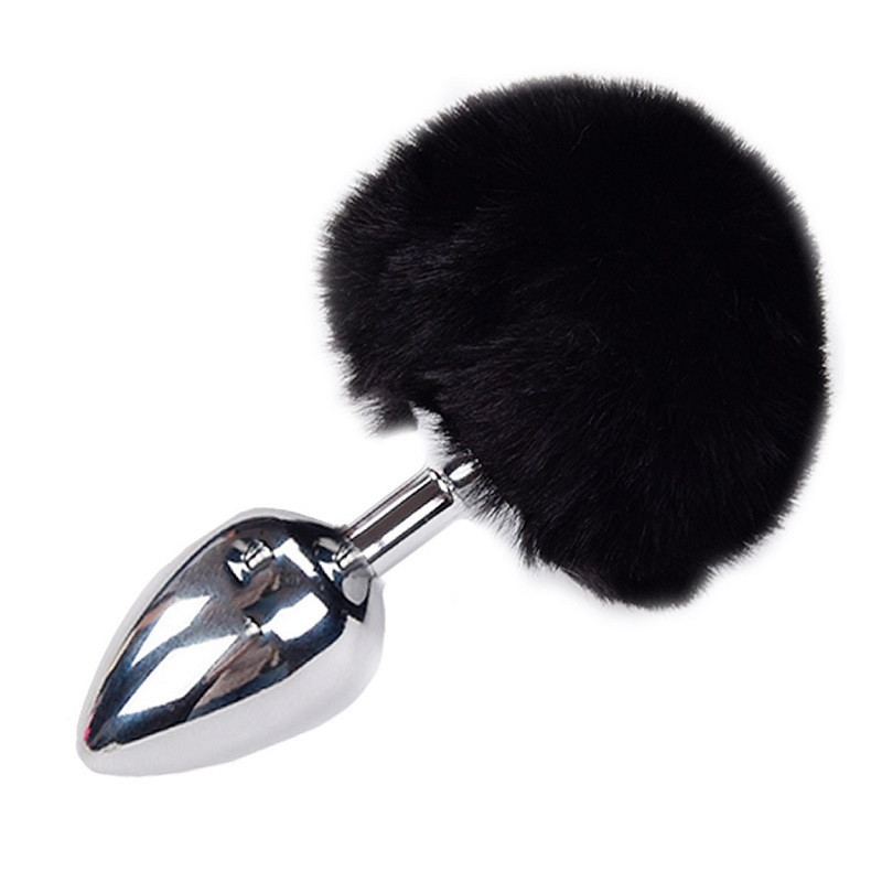 Cola Pompón Metal Negro L Fluffy